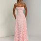 Top down layout of the women's dress showing its full length and clean hem