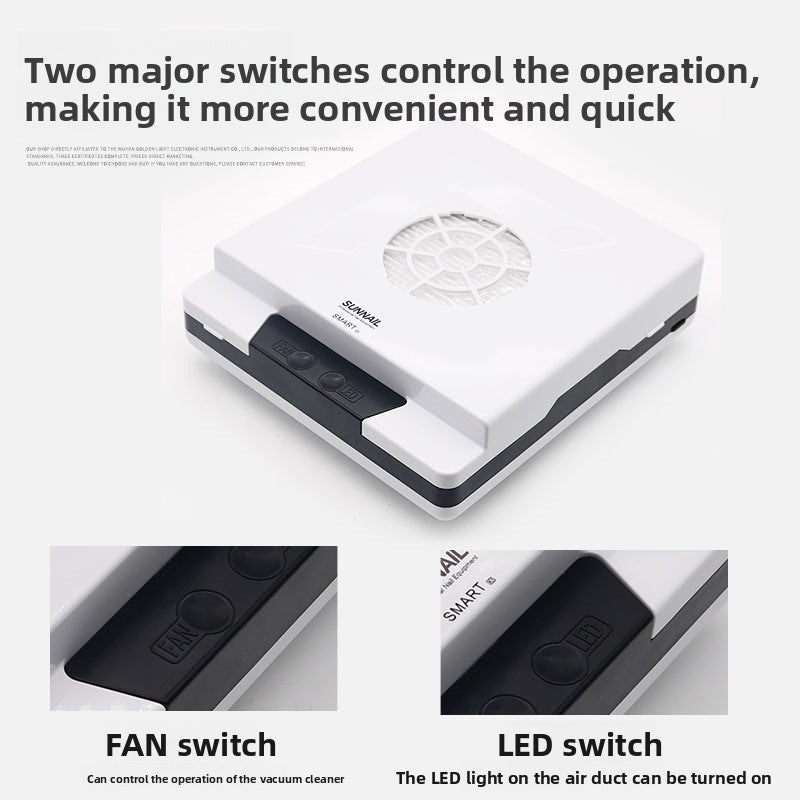 Control buttons on the weighted base of the desktop dust collector vacuum