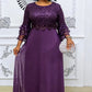 Three quarter tiered lace ruffle sleeves on a floral lace chiffon dress