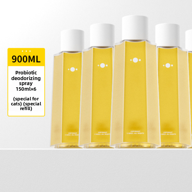 Cat formula refill row of six 150 ml probiotic pet deodorizing bottles, 900 ml in total, no gun
