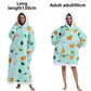 Mint Citrus hooded fleece pullover, mint green with orange and kiwi fruit prints, 130 cm extra long option