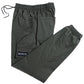 Lightweight polyester camo cargo pants with a drawstring waist in a camouflage colorway