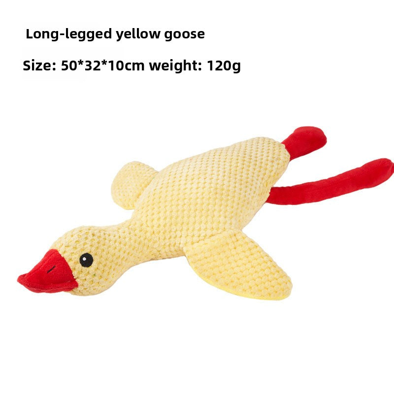 Corn velvet plush pet toy with an embroidered face and a squeaker inside for play