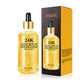 24k gold facial essence dropper bottle shown next to its brown and gold carton