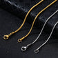 Snake bone chain necklace side profile showing the slim 1.2mm steel chain