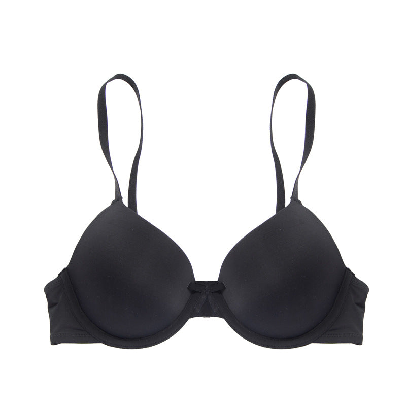 Black push-up molded cup bra with underwire and adjustable straps, size 75C