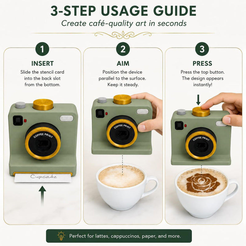 Latte Coffee Printing Art Camera