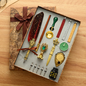 European Style Dip Quill Pen with Gold Accents
