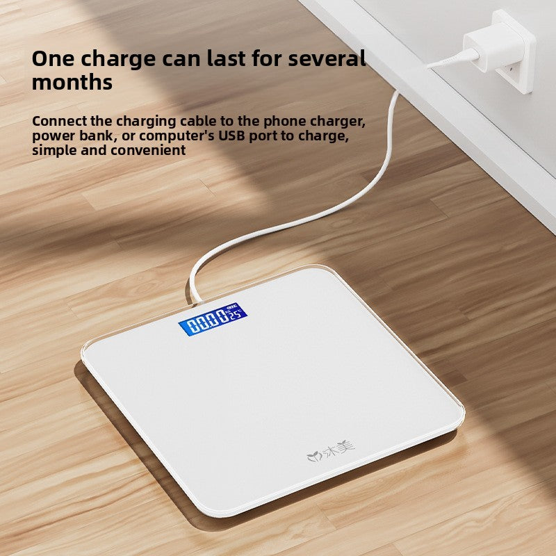 Body fat scale on a hard floor with a person stepping on