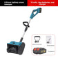Blue cordless snow blower with 10-cell lithium-ion pack, one battery, charger and AU plug