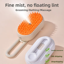 USB Spray Pet Grooming Brush with Soft Rubber Bristles and Loop Handle