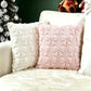 Plush carved cushion cover with red stars raised on a navy plush ground