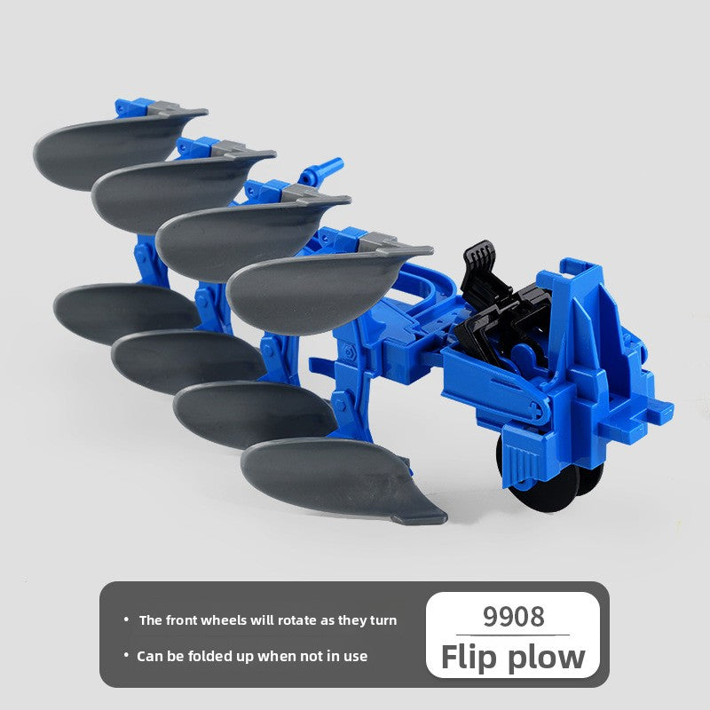 Grey front push blade attachment with height adjustment for the toy tractor