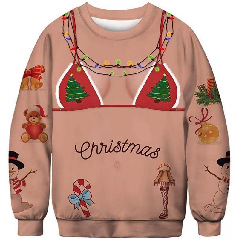 Funny novelty print sweatshirt with a lifelike joke design across the front, back and sleeves