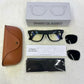 MT5 smart glasses unboxing with brown case, spare tinted lenses, cloth and manual beside a Smart Glasses box