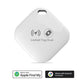 Diamond shaped white F02 tracker with the Loshall Tag Dual mark and wireless icons, Find My badges