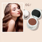 Shade 04 brown hairline shadow powder open with its puff beside a model with a full looking hairline