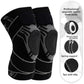 Sports knee brace with reinforced padded kneecap panel and adjustable support strap
