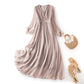 Front view of the V neck slip dress showing strap and bust line