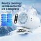 White wearable fan with a frosted semiconductor ice plate and digital speed display