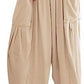 Elastic Waist Pleated Straight Leg Pants