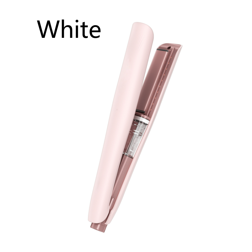 Pink cold mist hair straightener on white under the maker label for the White colourway