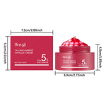 Hoygi TXA Niacinamide Capsule Cream red box and jar with size dimensions in cm and inches