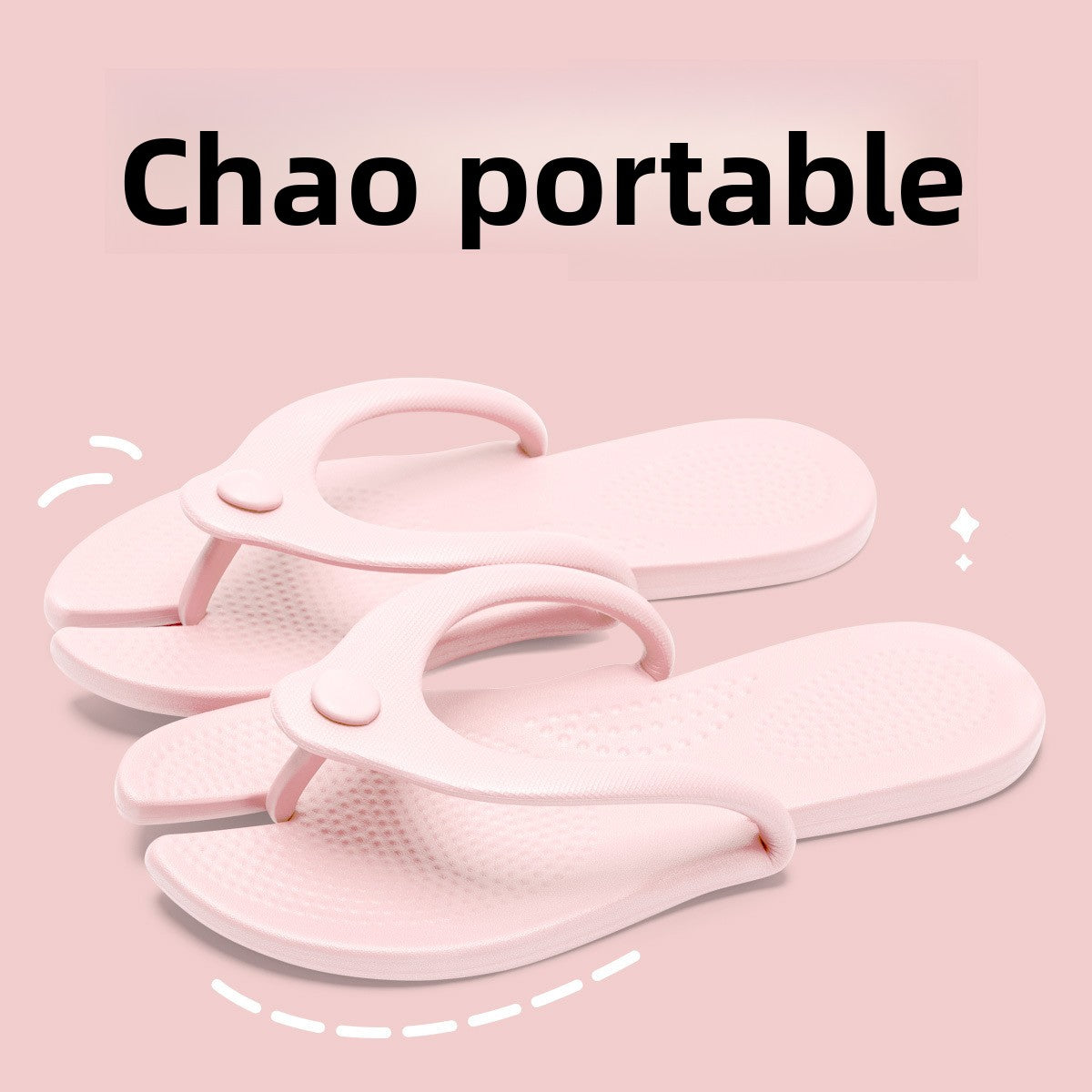 Travel flip flop in moulded EVA, open construction with no lining and no glued seams