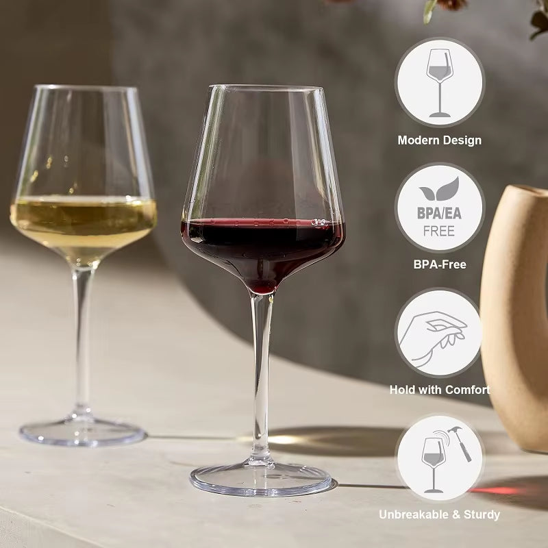 2/4/6PCS Set Unbreakable Plastic Wine Glass High Quality Goblet Transparent Tritan Plastic Wine Juice Drink Cup Party