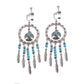 Bohemian vintage clip-on tassel drop earrings on a zinc alloy frame, handmade boho pair on white studio background