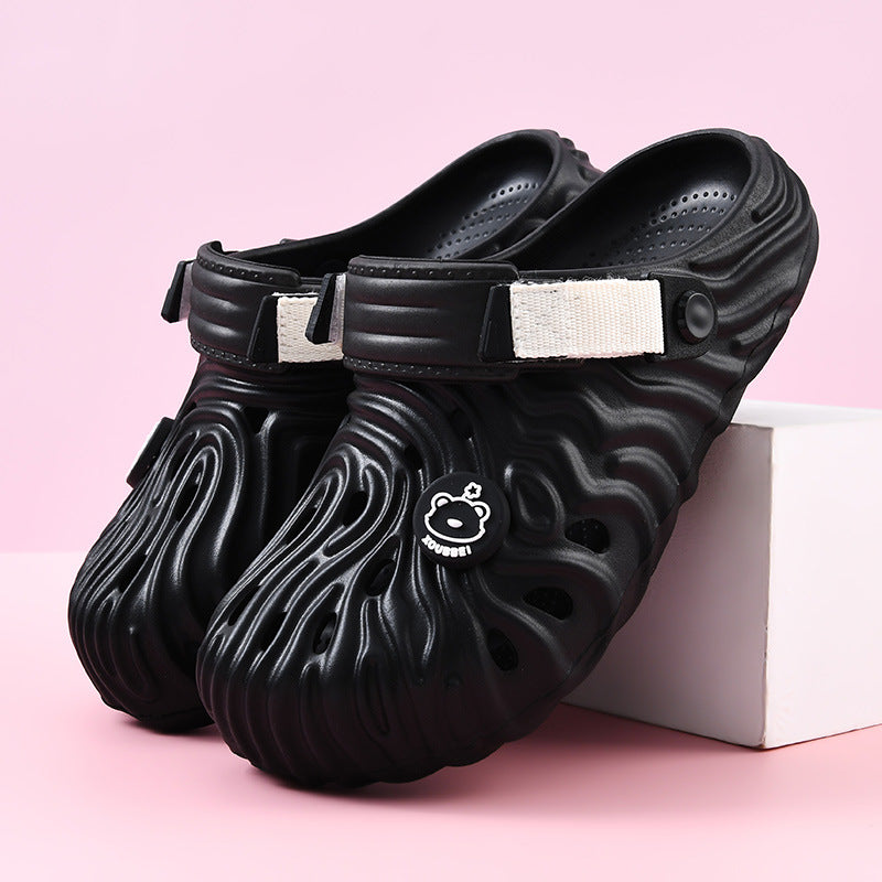Molded EVA clog sandal showing thick raised platform sole