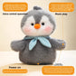 Penguin toy with labels for music play, voice control, and sound repeat mode