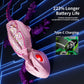 Pink robotic lizard toy with a lit back, shown with a Type-C charging cable plugged into a lizard