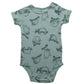 Folded baby short sleeve cotton bodysuit with shoulder snap shoulders on a plain background