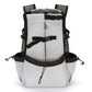 White Oxford fabric dog carrier backpack with padded shoulder straps and mesh vents