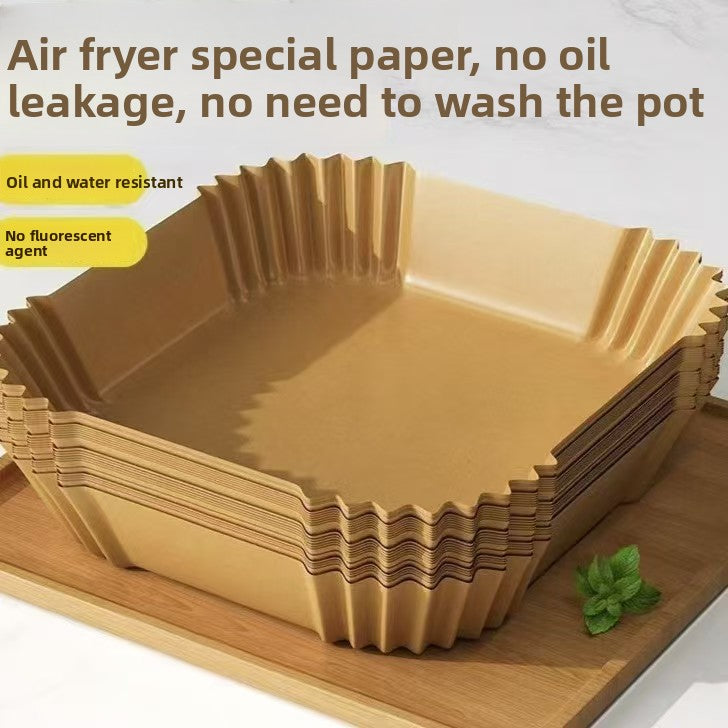 Air fryer parchment liner shown from the side edge