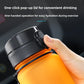 Close view of a thumb pressing the button on the black flip lid of an orange bottle