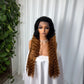 Long deep wave wig with black roots fading to caramel brown curls, Black to Caramel Brown Ombre option