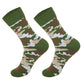 Waterproof olive green and brown camouflage crew socks with tan and white patches, size L 43-46