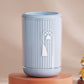 Blue pet paw wash cup with a white paw print graphic, medium size, on a studio pedestal
