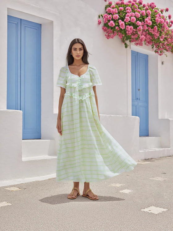 Flutter Sleeve Ruffle Maxi Dress