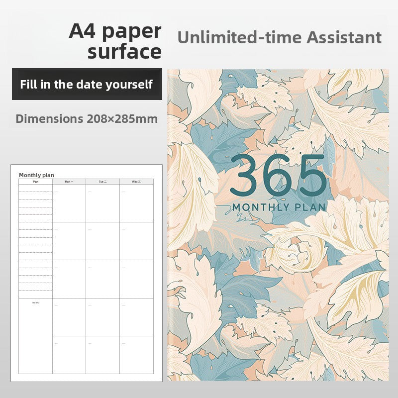 Chiba Blue Undated cover monthly planner notebook in A4