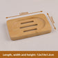 Rectangular 3 hole bamboo soap dish measuring 12 x 7.9 x 1.2 cm on a woven mat