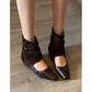 Womens Retro Square Toe Ankle Boots