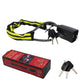 Yellow and black variant: striped sleeve lock with the red retail box and three keys