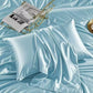 Blue satin finish polyester pillowcase, single case, 48 by 74 cm