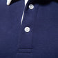 Long sleeve polo collar pullover styled with jeans for an everyday casual look