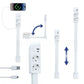 EU plug version of the white power socket extender with round sockets and a USB cable beside it