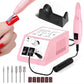 Nail drill kit with pen handpiece, three bits and a cleaning brush