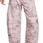 Floral Print Denim Wide Leg Trousers